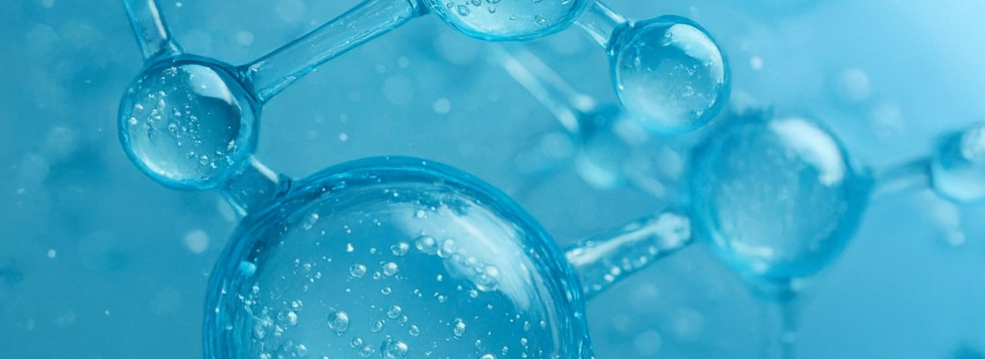 Close-up of a molecular structure with a blue background