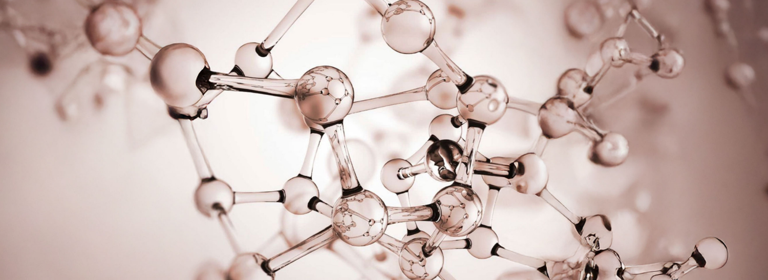Molecular structure model in a close-up shot with a soft focus background