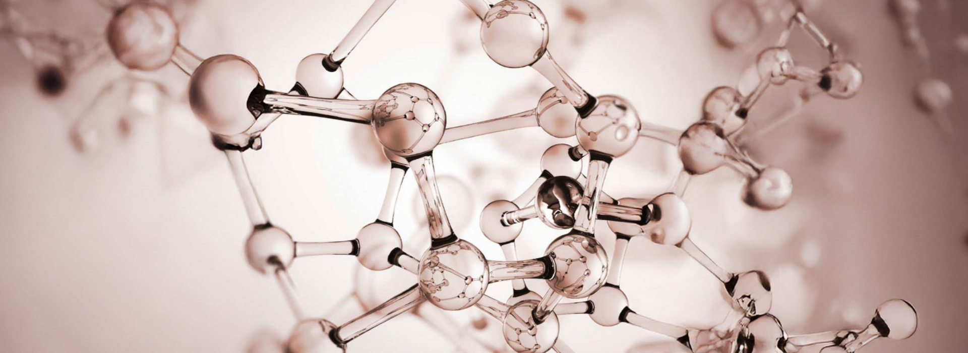 Molecular structure model in a close-up shot with a soft focus background