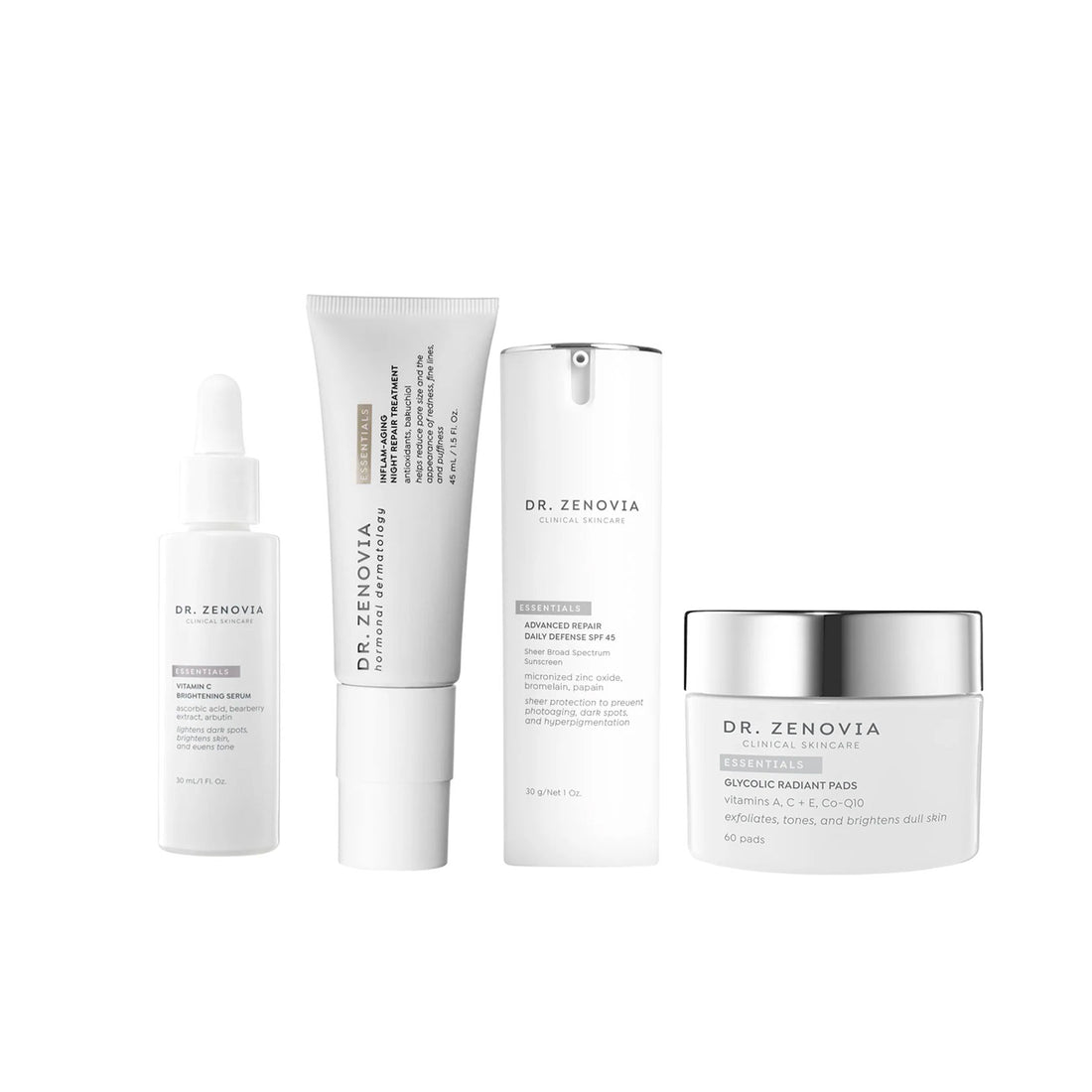 Dr. Zenovias The Glow Getter skincare set on a white background