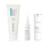 Dr. Zenovia Clear & Even Trio - 10% Benzoyl Peroxide Acne Cleanser, Vitamin C Brightening Serum, and Advanced Repair Daily Defense SPF 45 on a white background