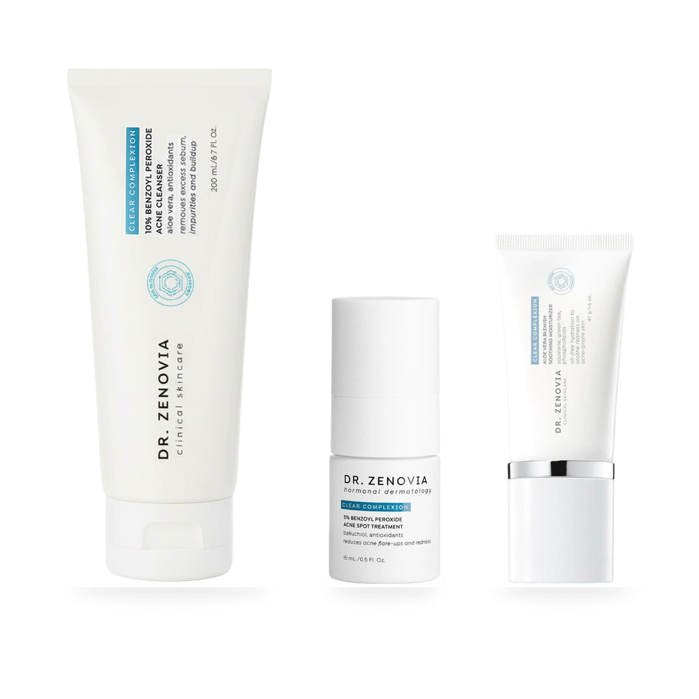 Acne Solutions System bottles on white background
