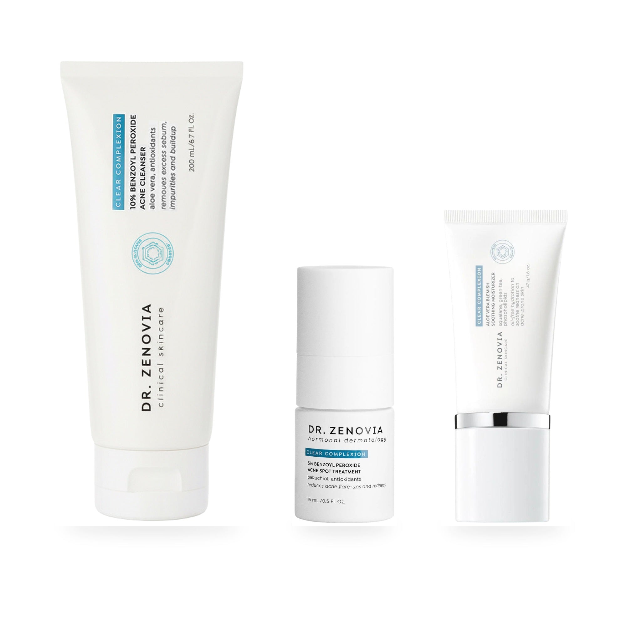 Acne Solutions System bottles on white background