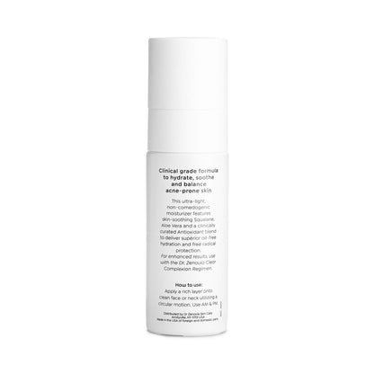 Dr. Zenovia Clear Complexion Aloe Vera Blemish Soothing Moisturizer bottle, back view