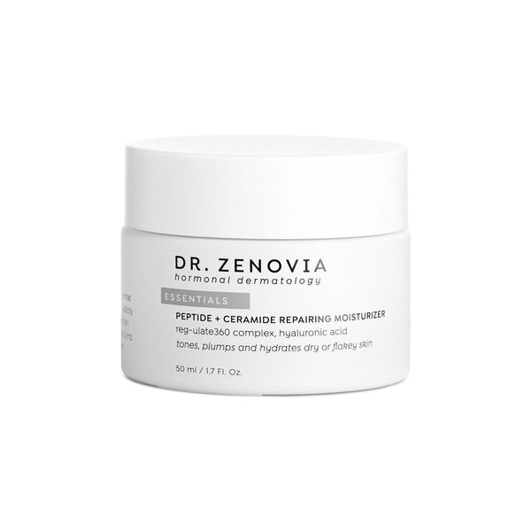 Dr. Zenovia Peptide + Ceramide Repairing Moisturizer jar on a white background