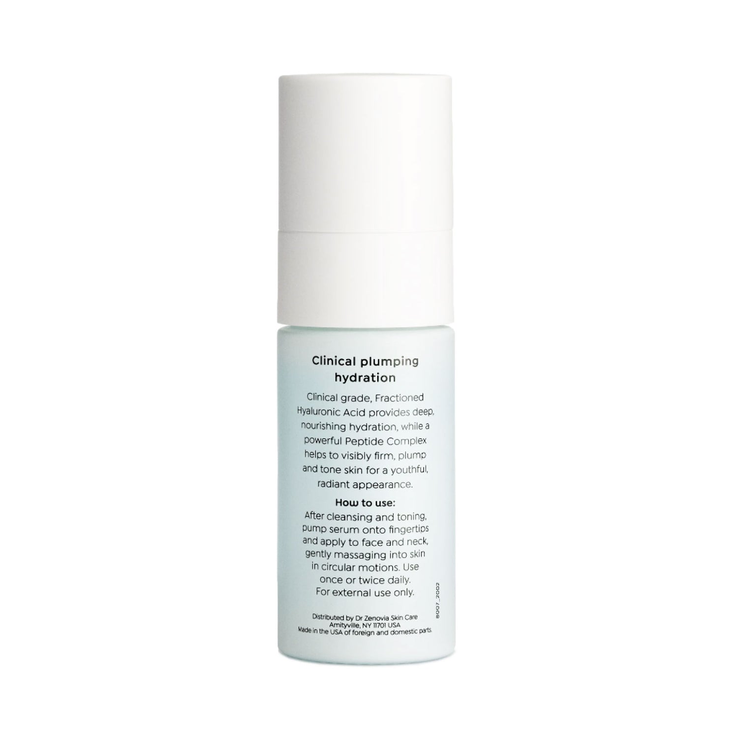 Dr. Zenovia Hyaluronic Acid + Peptide Serum bottle for skin hydration and firming