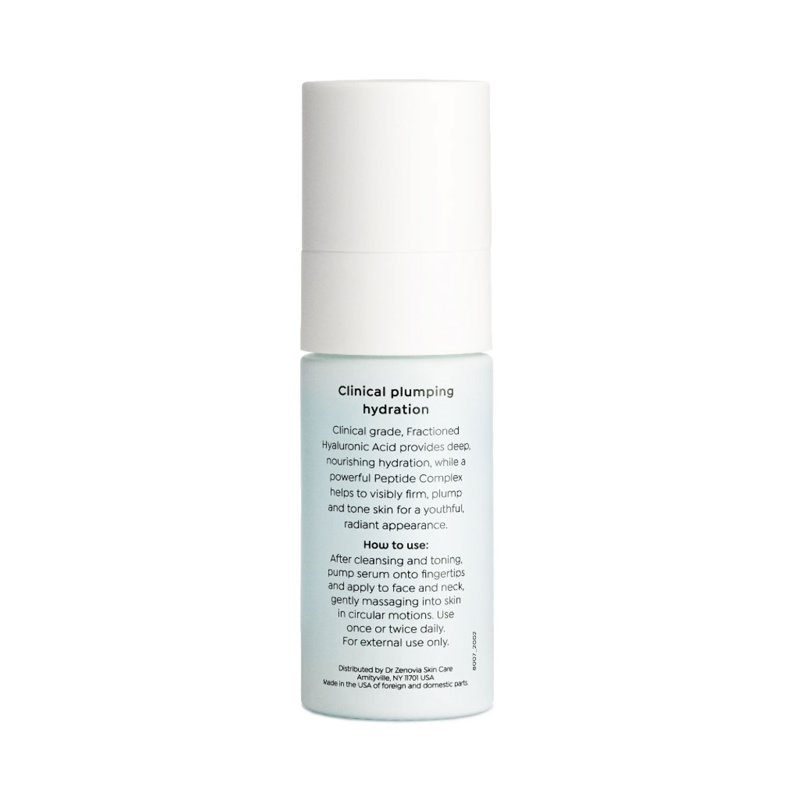 Dr. Zenovia Hyaluronic Acid + Peptide Serum bottle for skin hydration and firming