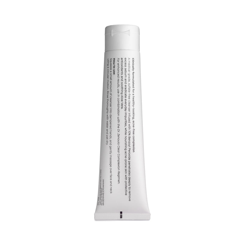 Information on product and product use of Dr. Zenovia 10% Benzoyl Peroxide Acne Cleanser | Clear Complexion | Hormonal Dermatology
