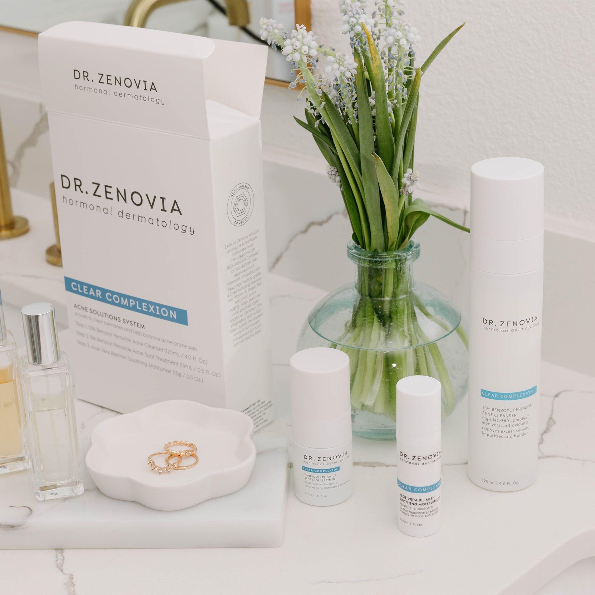 The three products included in the Dr. Zenovia Acne Solutions System