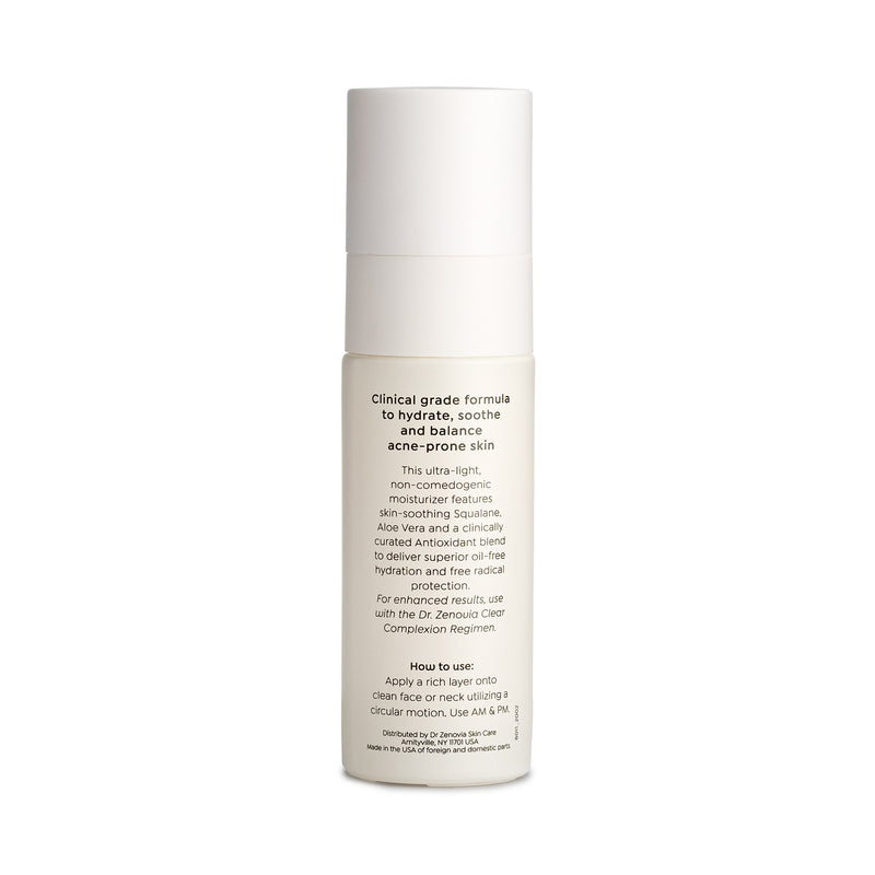 Back label of Aloe Vera Blemish Soothing Moisturizer bottle with product claims and instructions