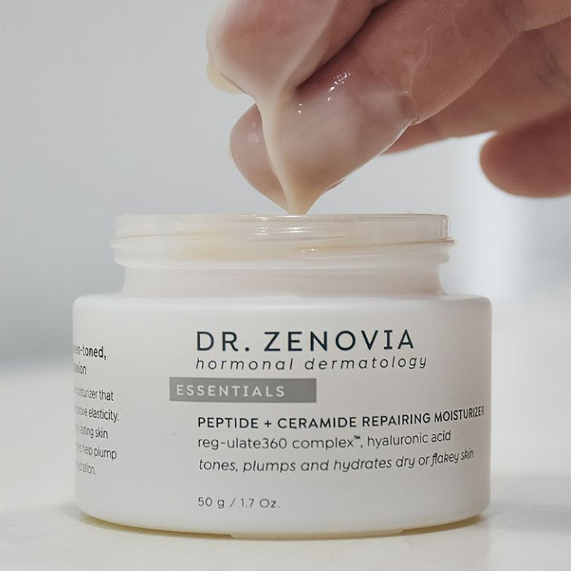 Close-up of Dr. Zenovia Peptide + Ceramide Moisturizer creamy texture