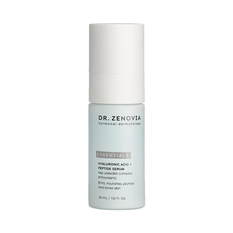 Dr. Zenovia Hyaluronic Acid + Peptide Serum bottle for skin hydration and firming